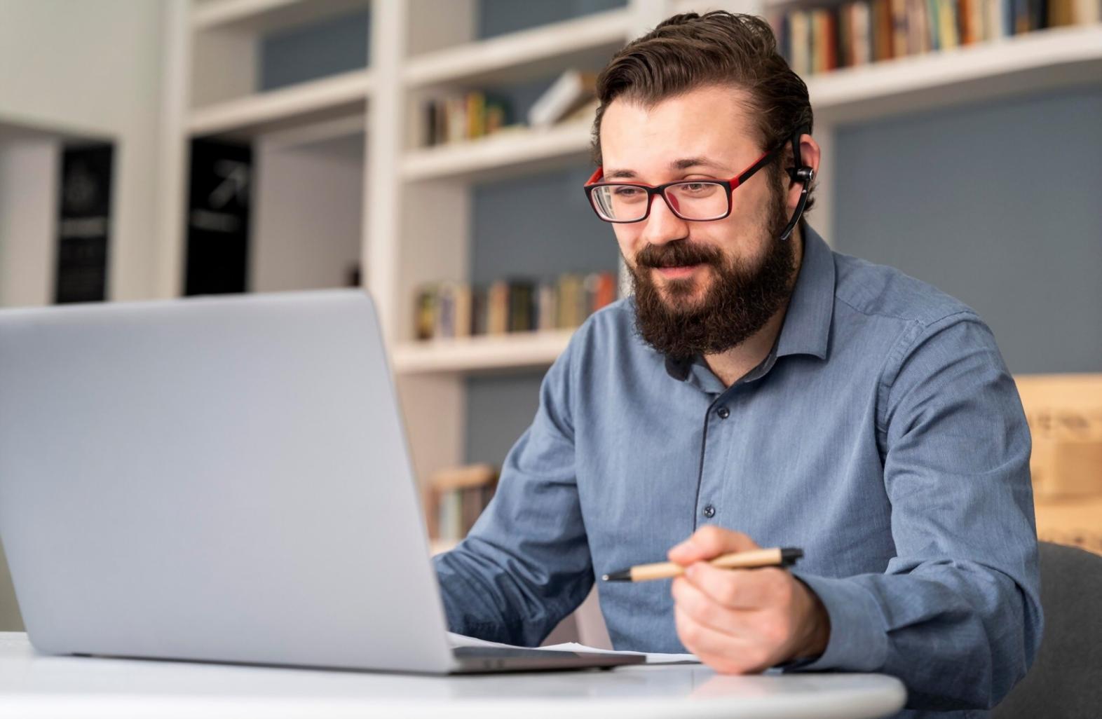 Professional workspace with financial analysis tools and documents